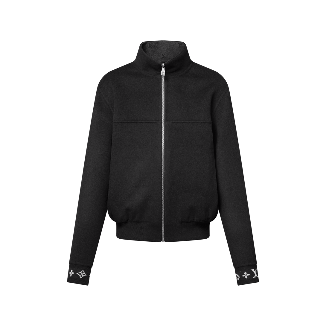 LV ブルゾン ブラック ニット LVブラゾンダブルフェイスウールシルクブレンドリバーシブルブルゾン